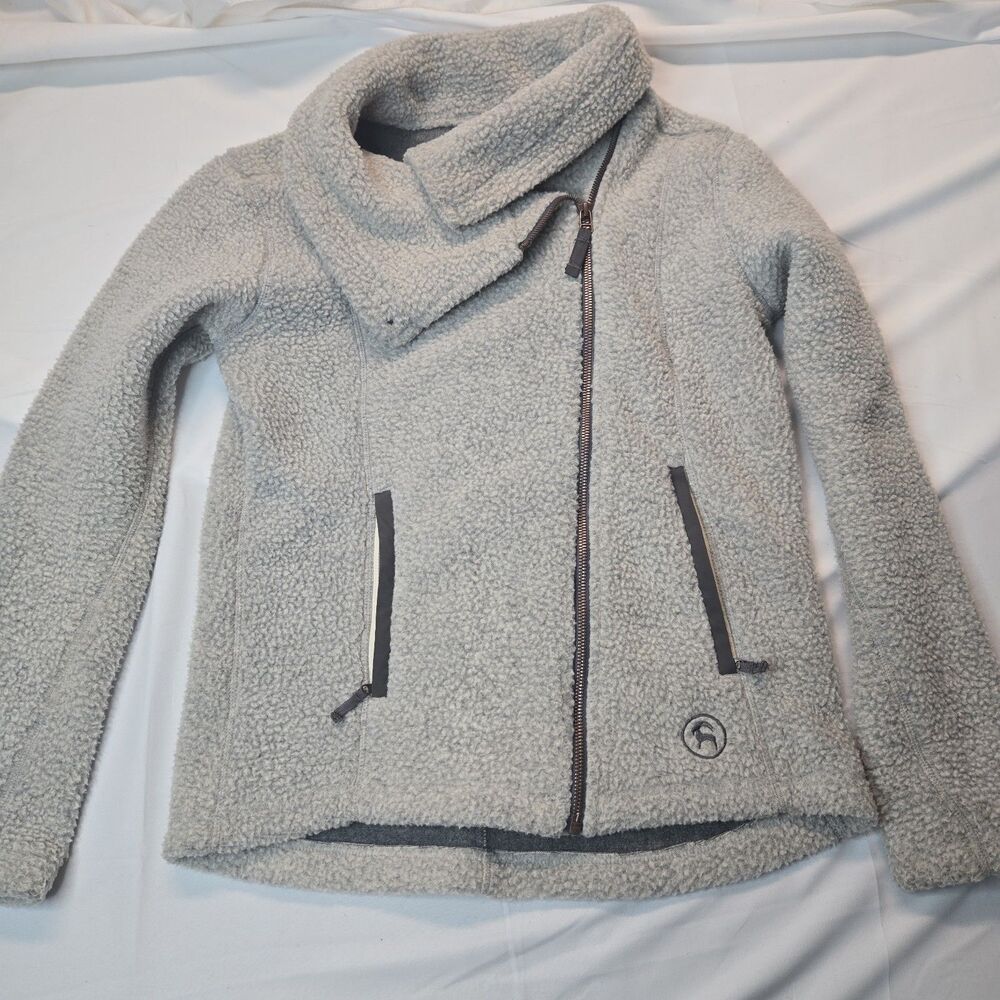 Backcountry Fleece Womens Winter Jacket M Gray Asymmetrical Zipper Warm Outdoor